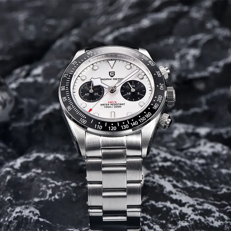 Pagani Design PD-1718 Black Bay Chrono White Dial Men's Watch